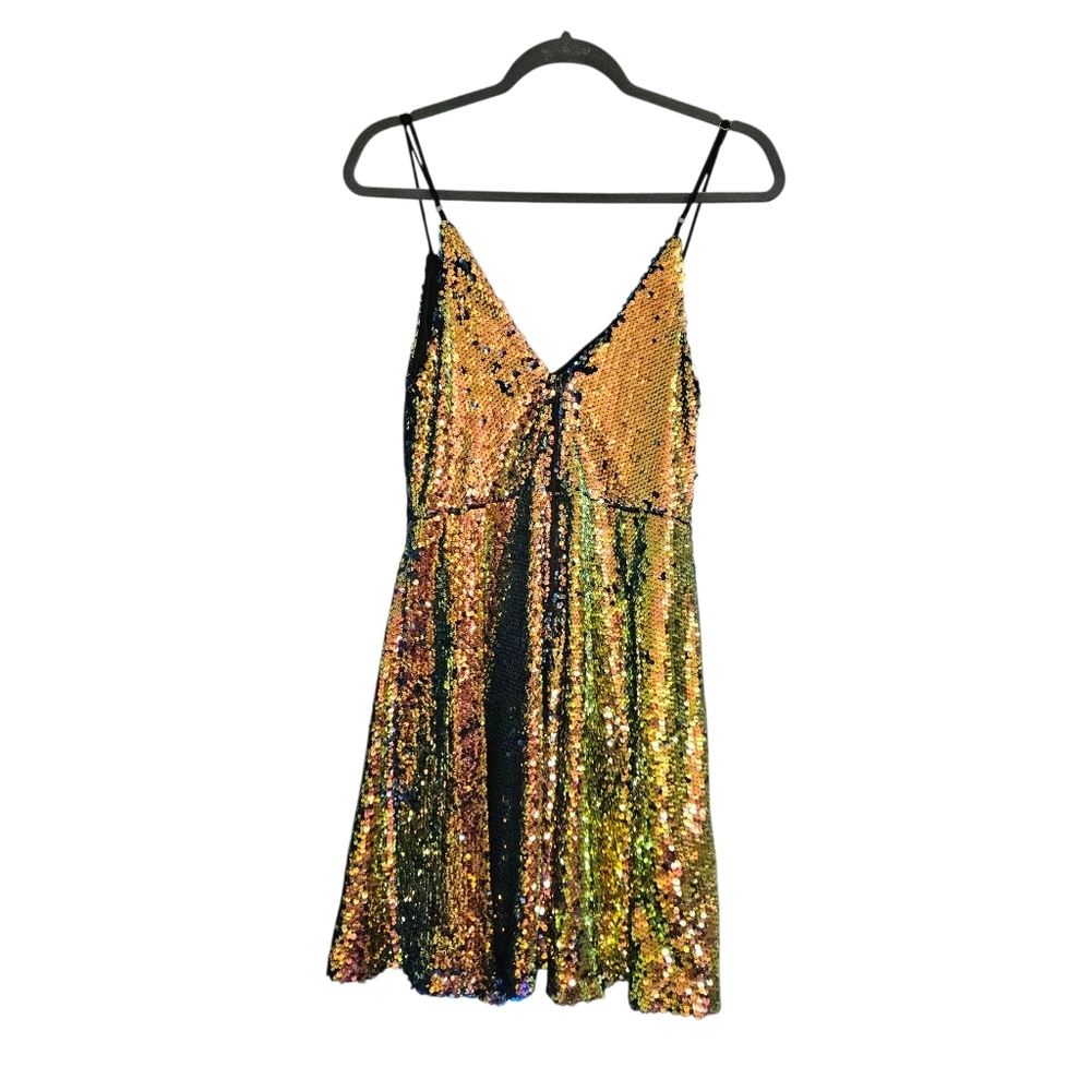 🔥Windsor Multicolor Sequin V-Neck Mini Dress Spaghetti Strap size Small - Picture 4 of 8